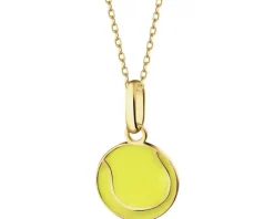 Złota zawieszka z emalią - piłka tenisowa