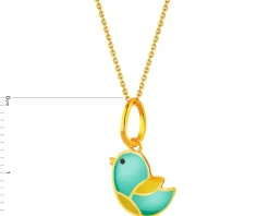 Złota zawieszka z emalią - ptak