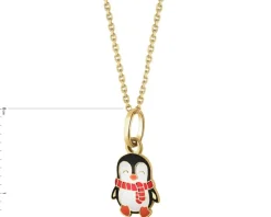 Złota zawieszka z emalią - pingwin