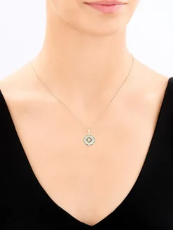 Złota zawieszka z emalią  - rozeta