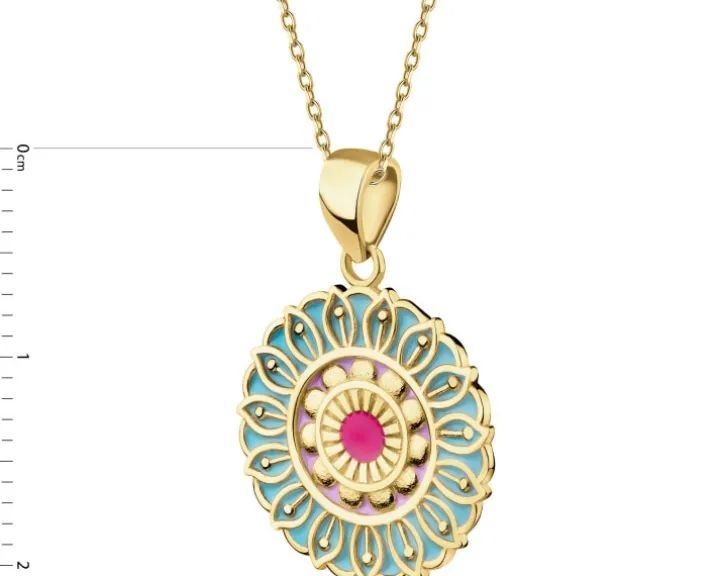 Złota zawieszka z emalią - rozeta