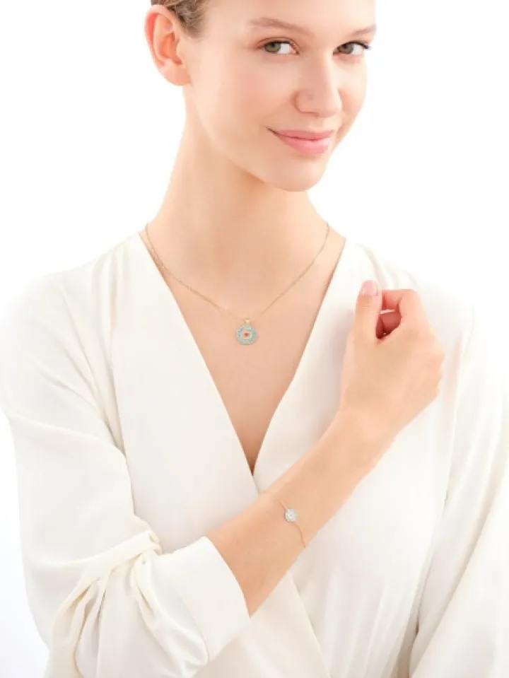 Złota zawieszka z emalią - rozeta