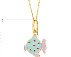 Złota zawieszka z emalią - ryba