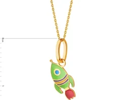 Złota zawieszka z emalią - rakieta