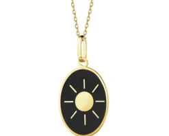 Złota zawieszka z emalią - Słońce