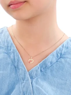 Złota zawieszka z emalią - serce, biedronka