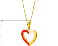 Złota zawieszka z emalią - serce