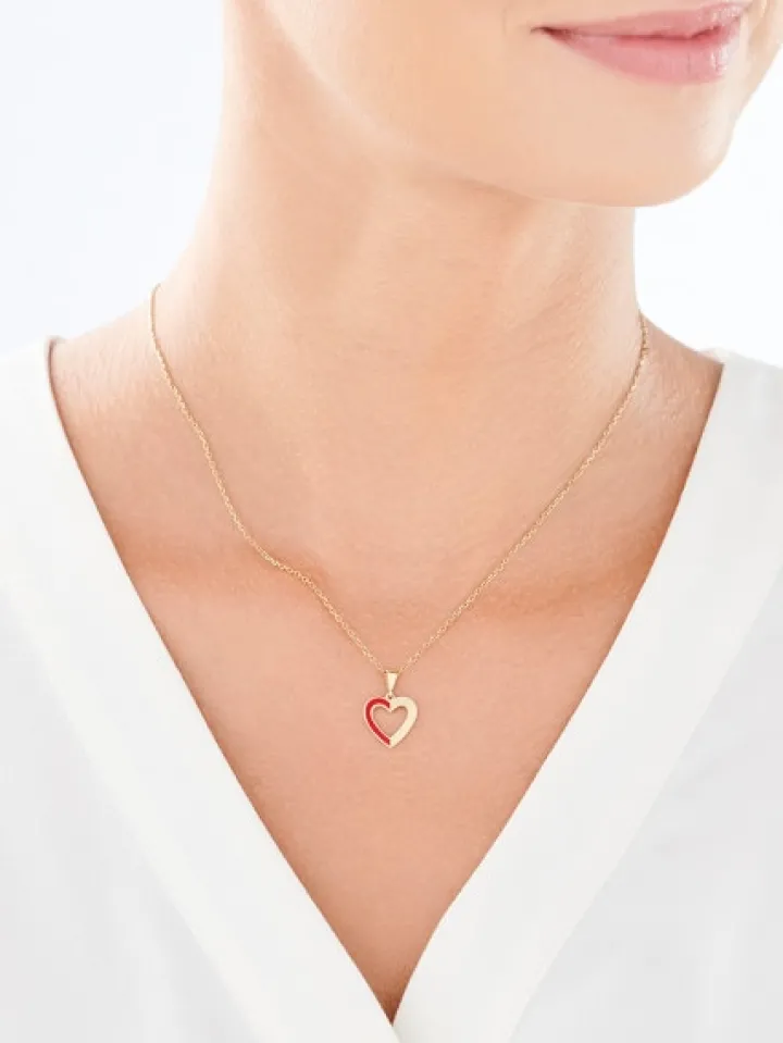 Złota zawieszka z emalią - serce