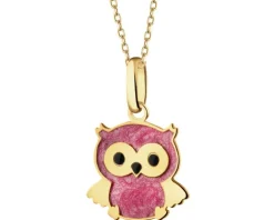 Złota zawieszka z emalią - sowa