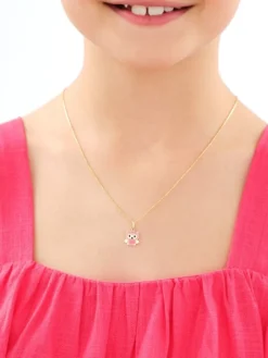 Złota zawieszka z emalią - sowa