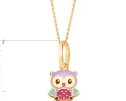 Złota zawieszka z emalią - sowa