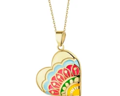 Złota zawieszka z emalią - serce