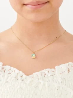 Złota zawieszka z emalią - sowa