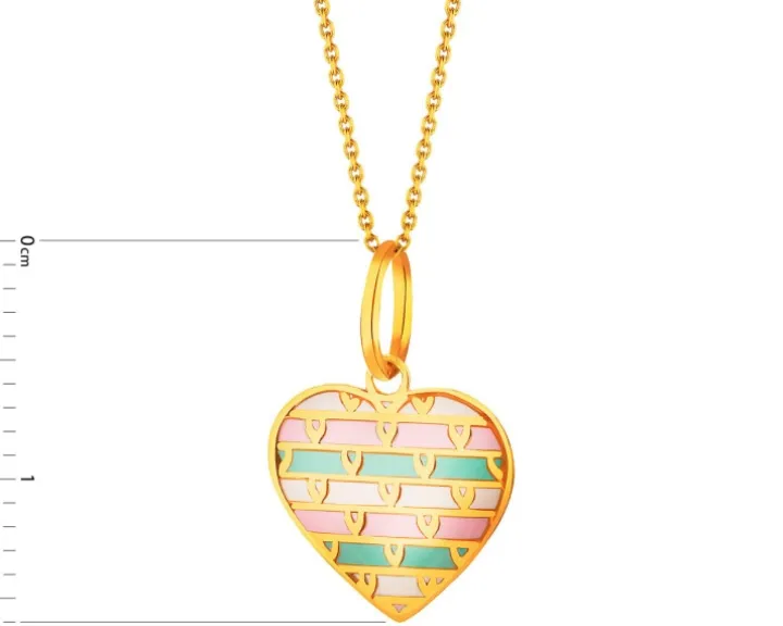 Złota zawieszka z emalią - serce