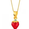 Złota zawieszka z emalią - truskawka