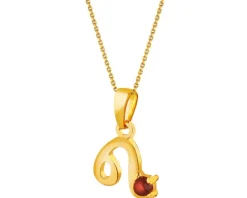 Złota zawieszka z granatem - Lew