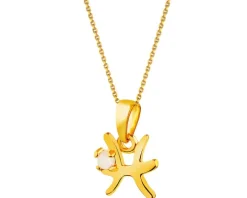 Złota zawieszka z kamieniem księżycowym - Ryby