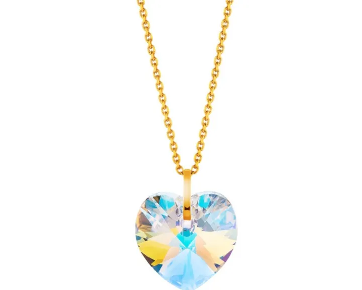 Złota zawieszka z kryształem syntetycznym - serce