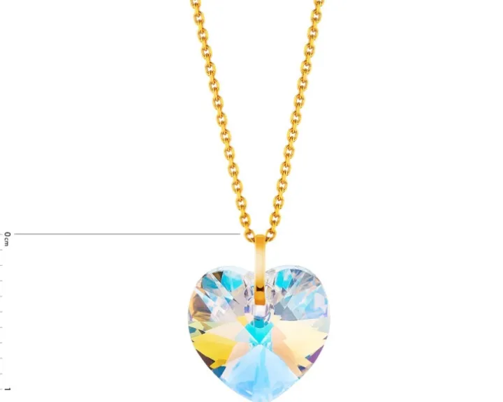 Złota zawieszka z kryształem syntetycznym - serce