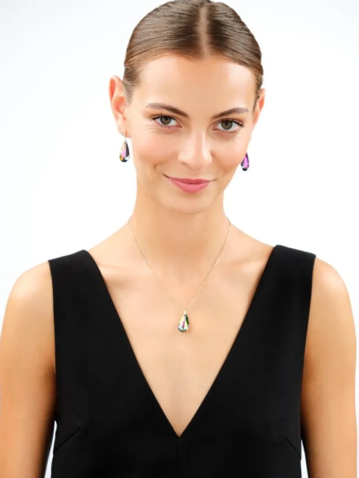 Złota zawieszka z kryształem syntetycznym