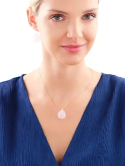 Złota zawieszka z kwarcem