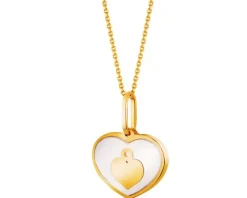 Złota zawieszka z masą perłową - serca