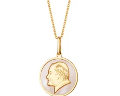 Złota zawieszka z masą perłową - medalik, Papież Jan Paweł II