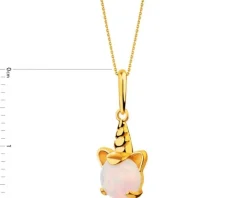 Złota zawieszka z opalem - jednorożec