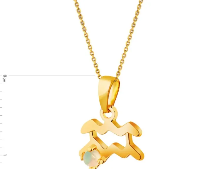 Złota zawieszka z opalem - Wodnik