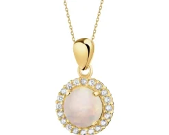 Złota zawieszka z opalitem i cyrkoniami