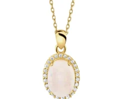 Złota zawieszka z opalitem i cyrkoniami