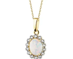 Złota zawieszka z opalitem i cyrkoniami