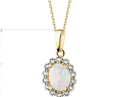 Złota zawieszka z opalitem i cyrkoniami