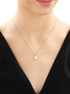 Złota zawieszka z opalitem i cyrkoniami