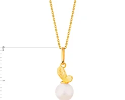 Złota zawieszka z perłą