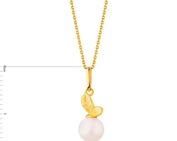 Złota zawieszka z perłą