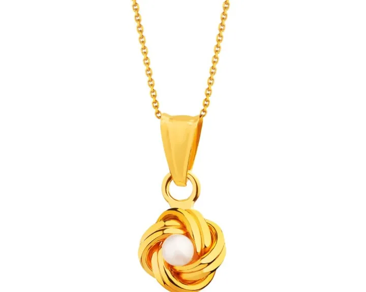 Złota zawieszka z perłą