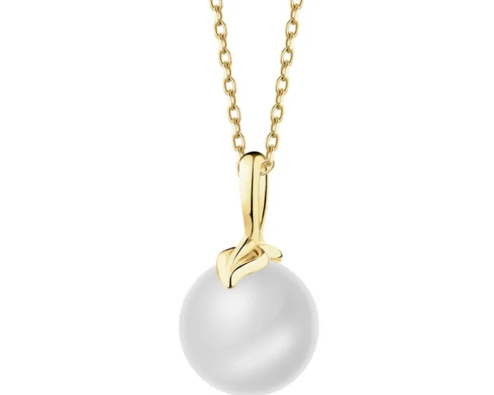 Złota zawieszka z perłą