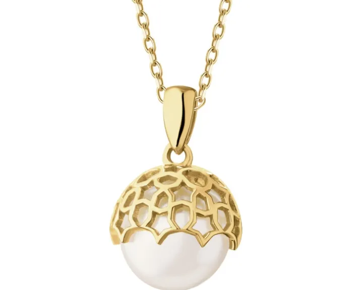 Złota zawieszka z perłą - gwiazdy