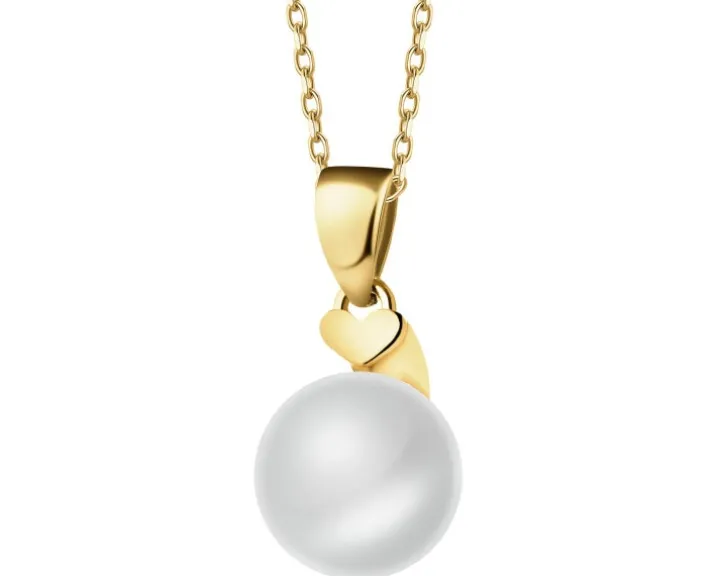 Złota zawieszka z perłą - serce