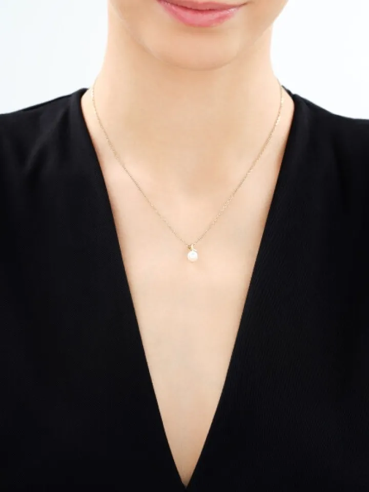 Złota zawieszka z perłą - serce