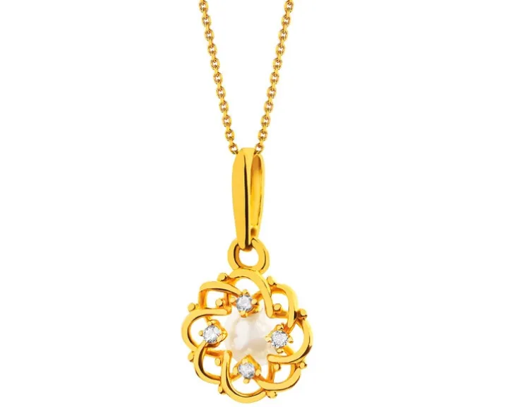 Złota zawieszka z perłą i cyrkoniami