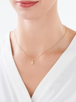 Złota zawieszka z perłą i cyrkoniami