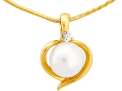 Złota zawieszka z perłą i cyrkonią