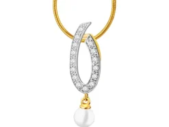 Złota zawieszka z perłą i cyrkoniami
