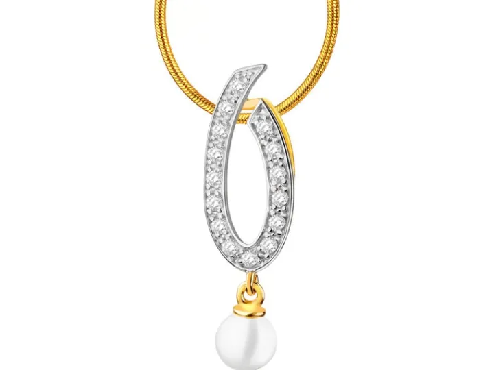 Złota zawieszka z perłą i cyrkoniami