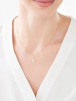 Złota zawieszka z perłą i cyrkoniami