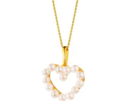 Złota zawieszka z perłami - serce