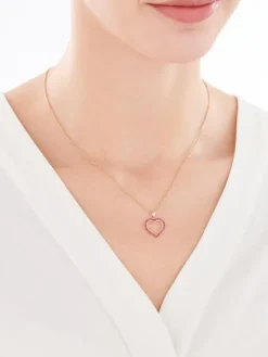 Złota zawieszka z rubinami syntetycznymi - serce