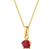 Złota zawieszka z rubinem syntetycznym